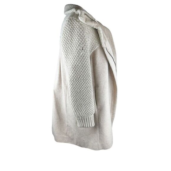 Zara woman Medium wool blend knit sleeve tan zip up jacket coat *flaw* - Picture 4 of 10